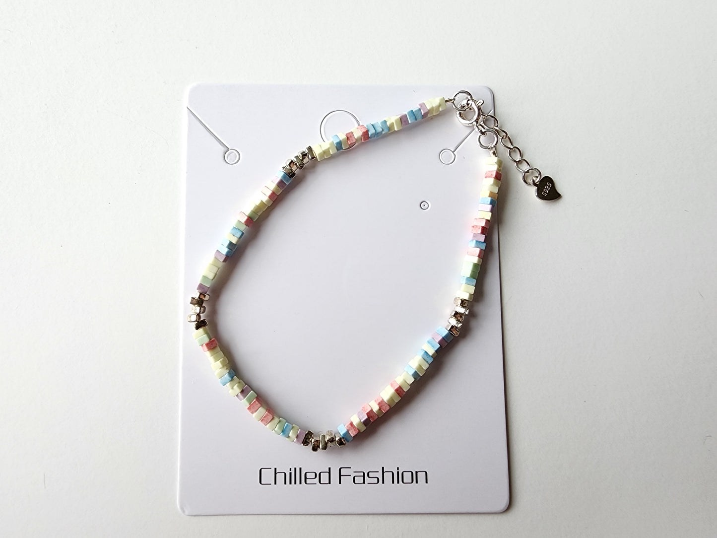 [Bracelet] Colorful Stone and Sterling Silver Fragment Bracelet