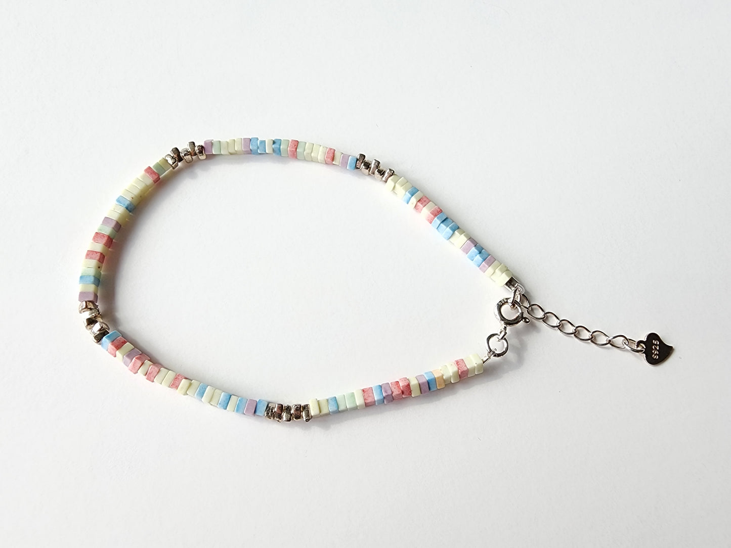 [Bracelet] Colorful Stone and Sterling Silver Fragment Bracelet