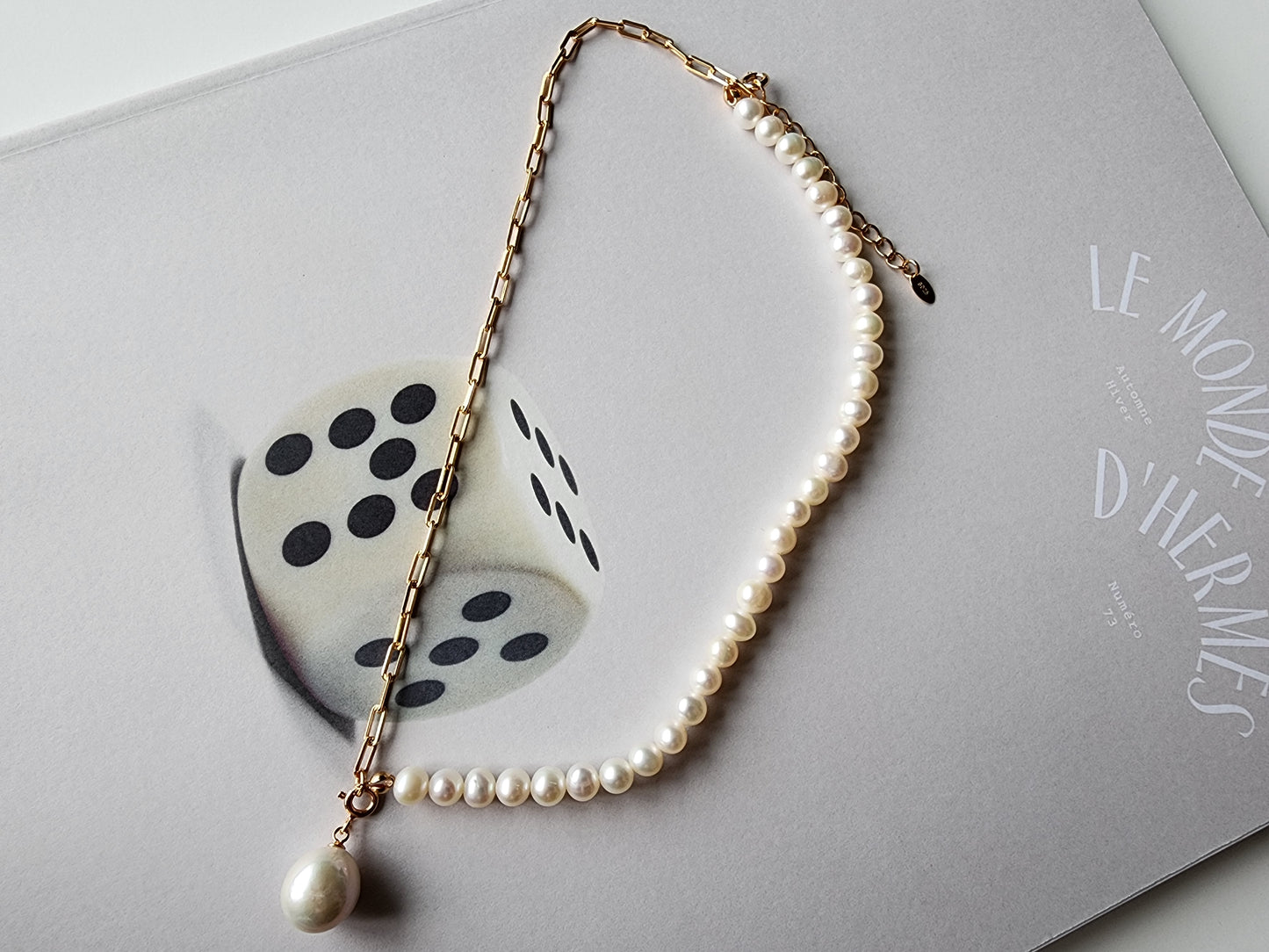 [Necklace] Versatile Freshwater Pearl Necklace with Removable Baroque Pearl Pendant