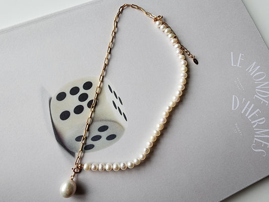 [Necklace] Versatile Freshwater Pearl Necklace with Removable Baroque Pearl Pendant