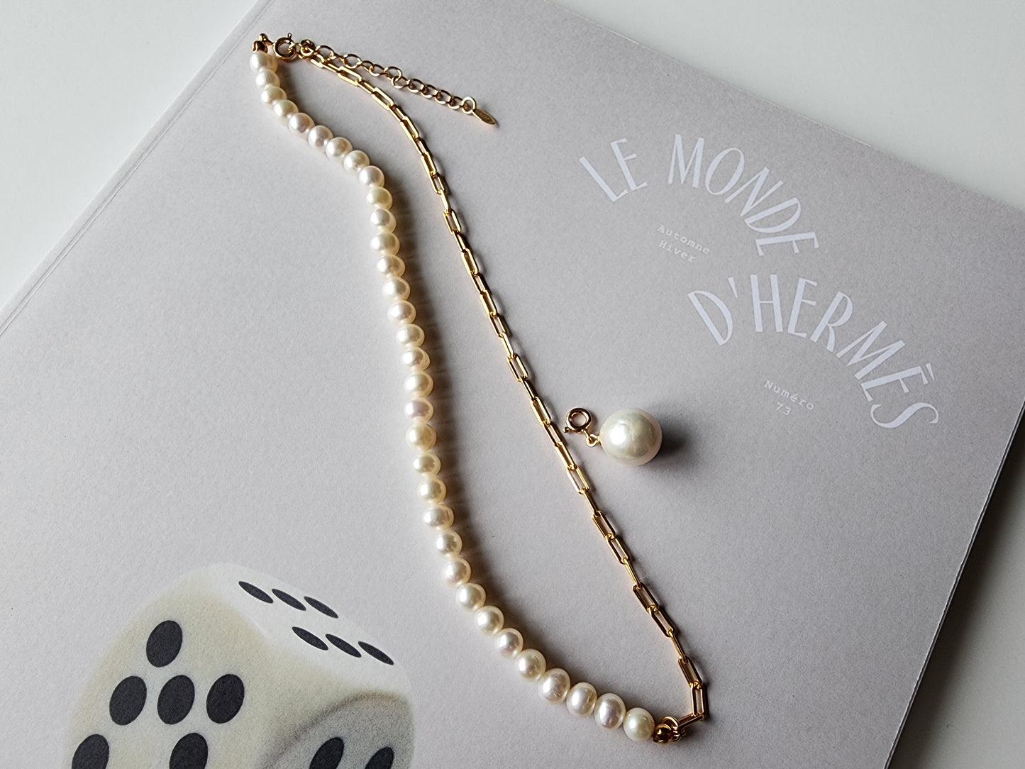 [Necklace] Versatile Freshwater Pearl Necklace with Removable Baroque Pearl Pendant