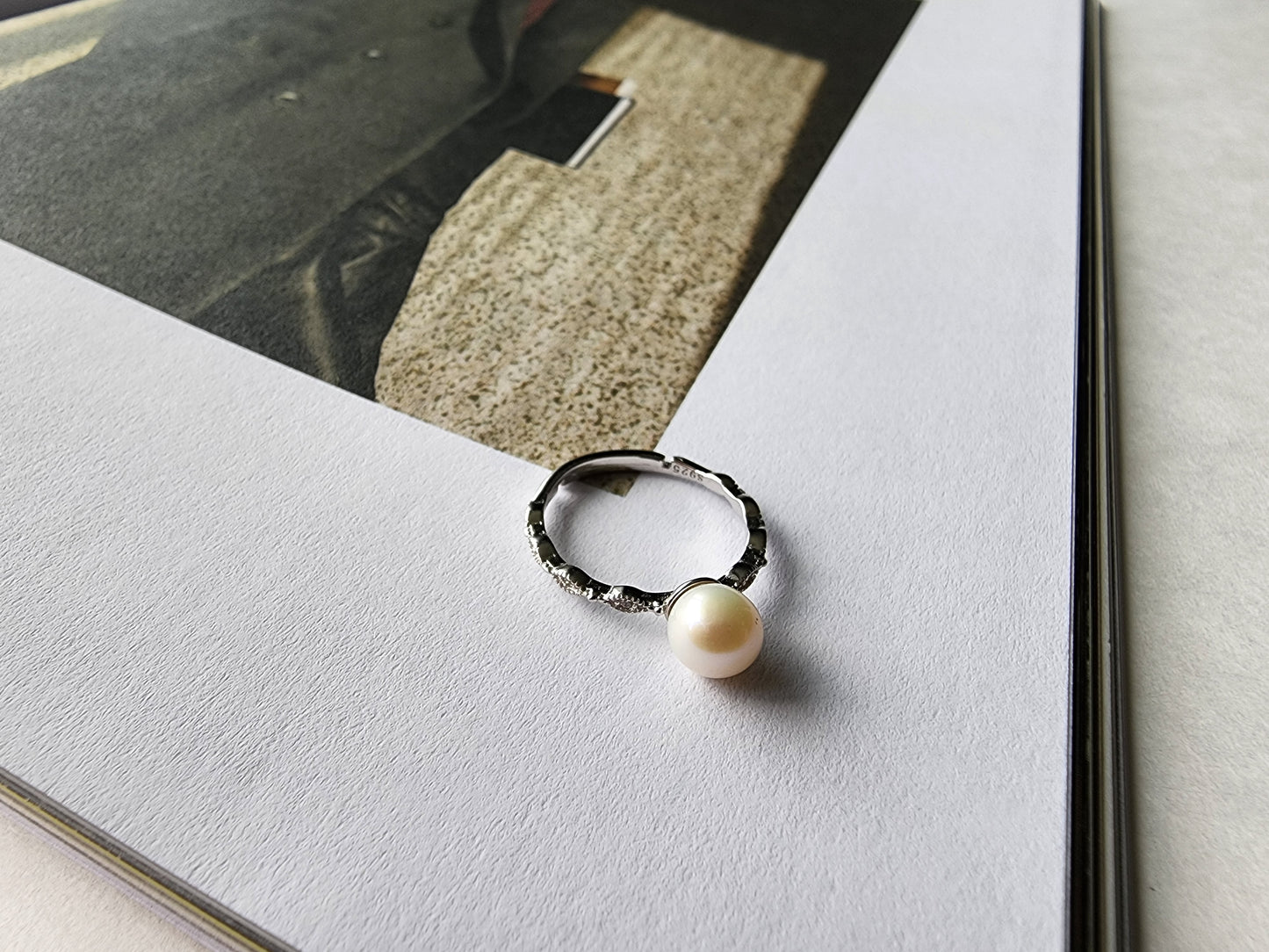 [Ring] Elegant 6mm Freshwater Pearl Solitaire Ring in Sterling Silver