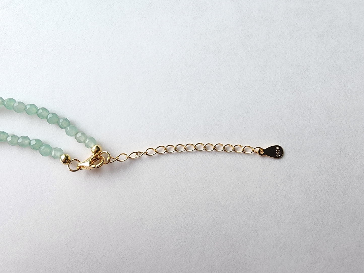 [Necklace] Elegant Green and White Quartz, Freshwater Pearl and Sterling Silver Necklace