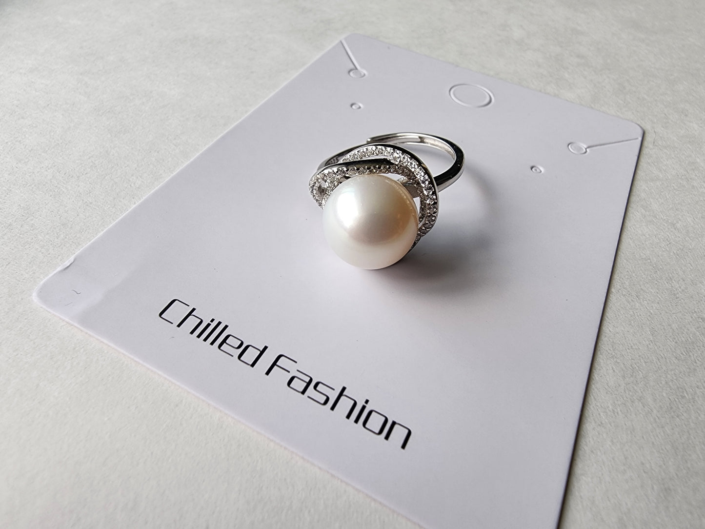 [Ring] Sterling Silver Ring with 11-12mm Round Freshwater Pearl