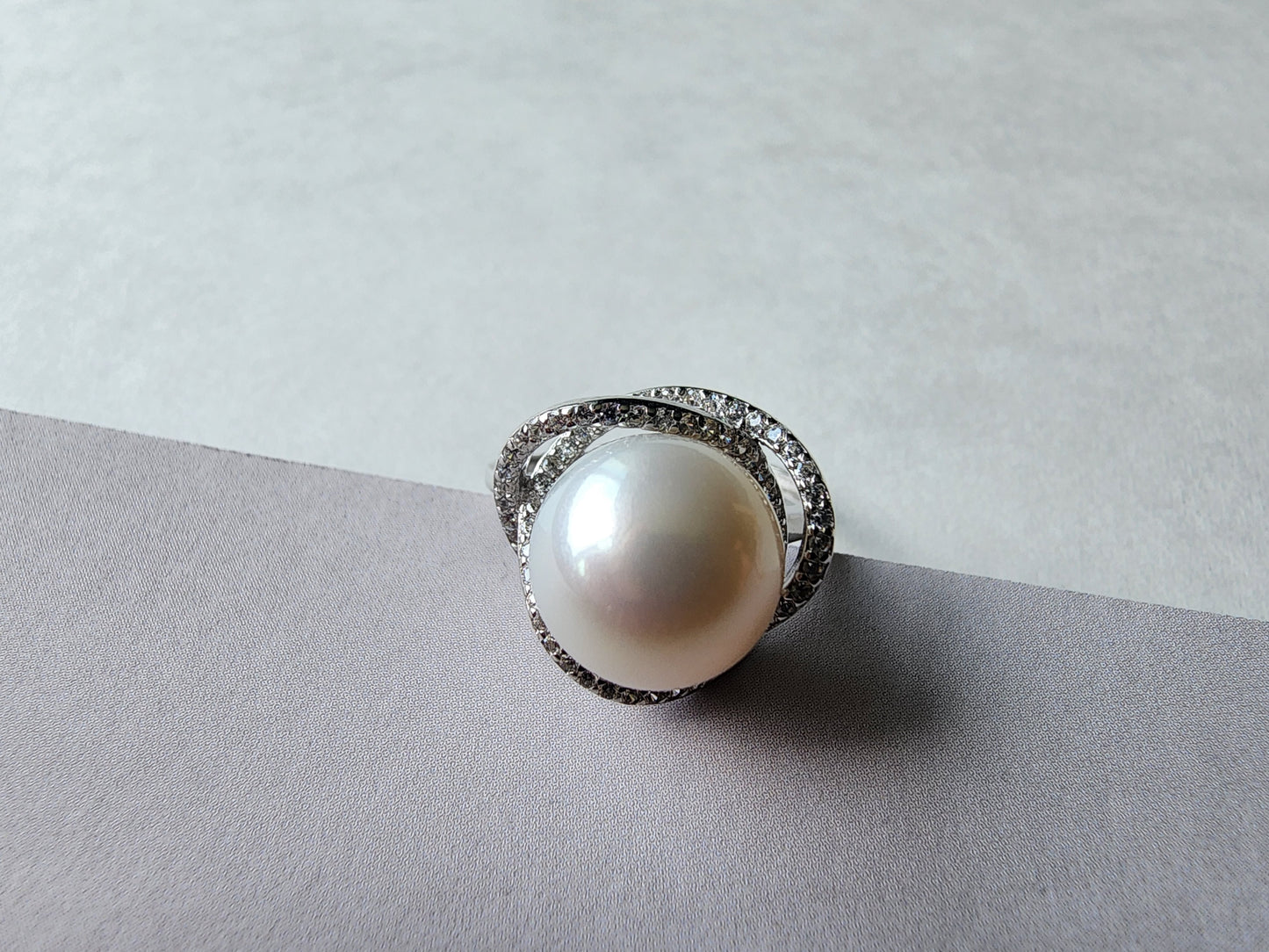 [Ring] Sterling Silver Ring with 11-12mm Round Freshwater Pearl