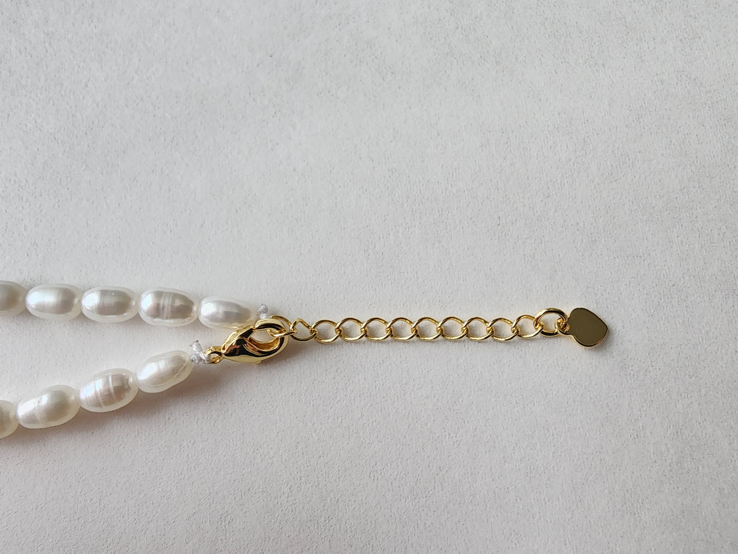 [Necklace] 14K Gold-Filled Millet-Shaped Freshwater Pearl Necklace with Rectangle Zirconia Pendant