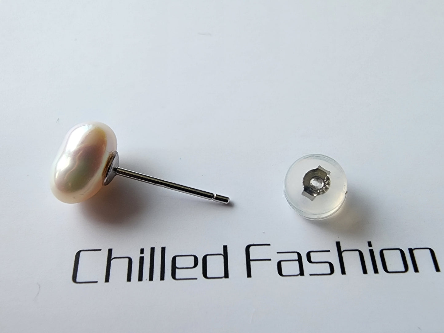 [Earrings] Simple and Elegant 6-8mm Baroque Pearl Stud Earrings with Sterling Silver Post