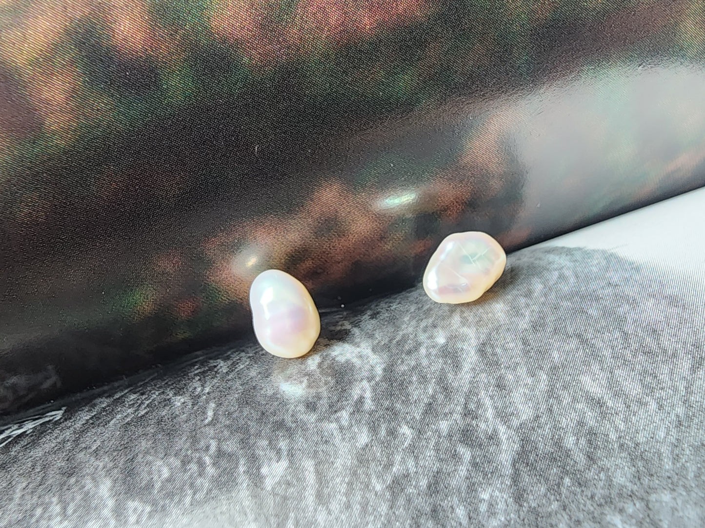 [Earrings] Simple and Elegant 6-8mm Baroque Pearl Stud Earrings with Sterling Silver Post