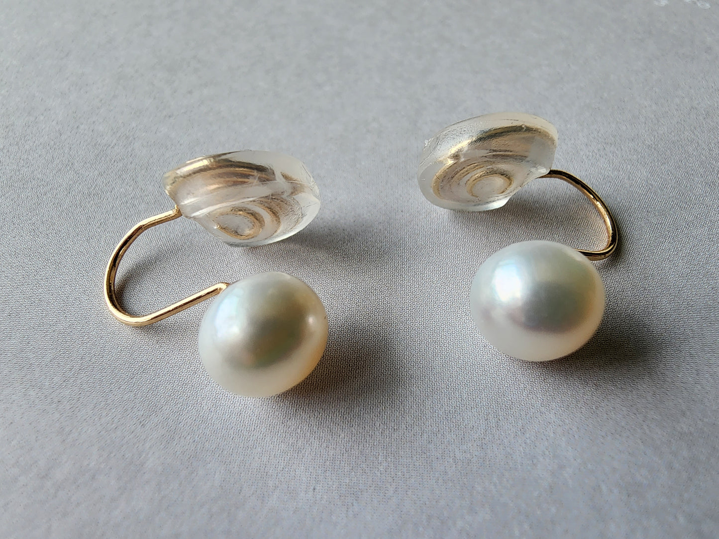 [Earrings] 7-8mm Button Freshwater Pearl Ear Clips with Sterling Silver (925) Clip - Perfect for Non-Pierced Ears