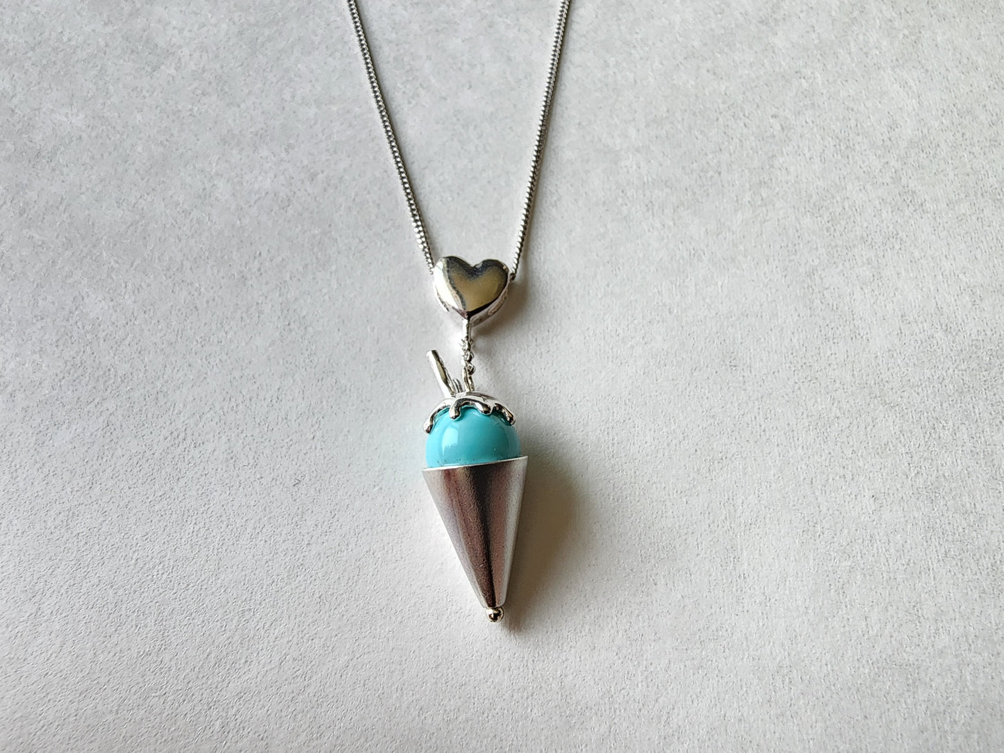 [Necklace] Summer Blue Macaron Ice Cream Necklace in Sterling Silver