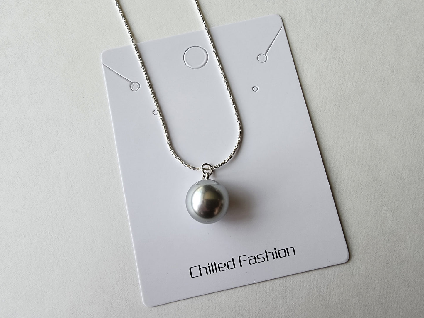 [Necklace] Elegant Sterling Silver Necklace with 12mm Swarovski Pearl Pendant