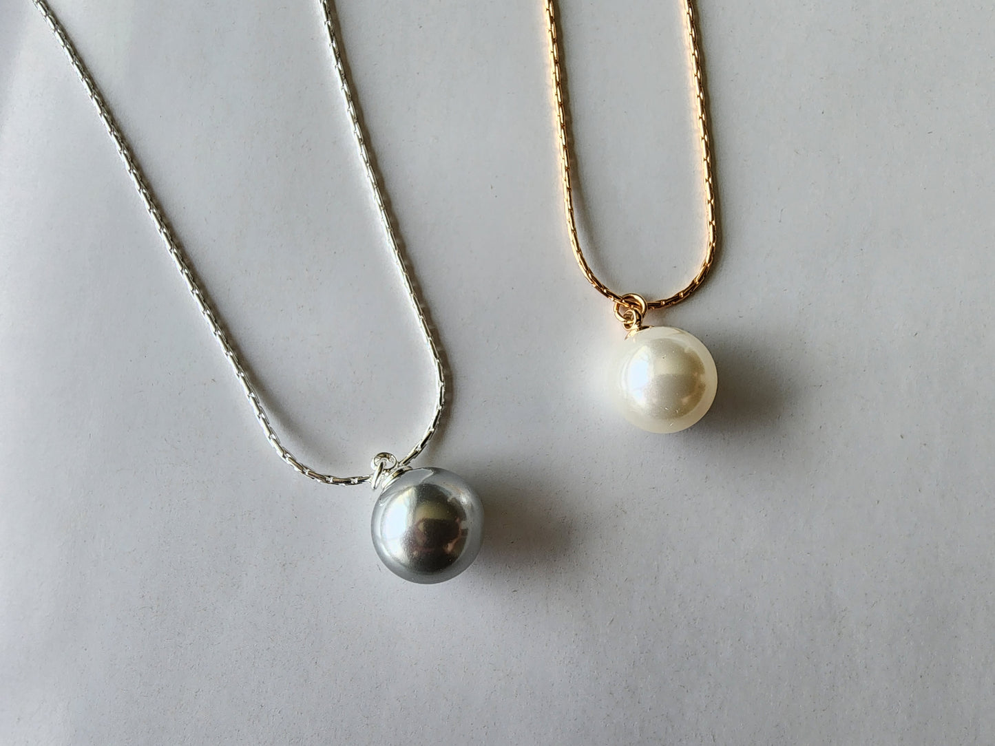 [Necklace] Elegant Sterling Silver Necklace with 12mm Swarovski Pearl Pendant