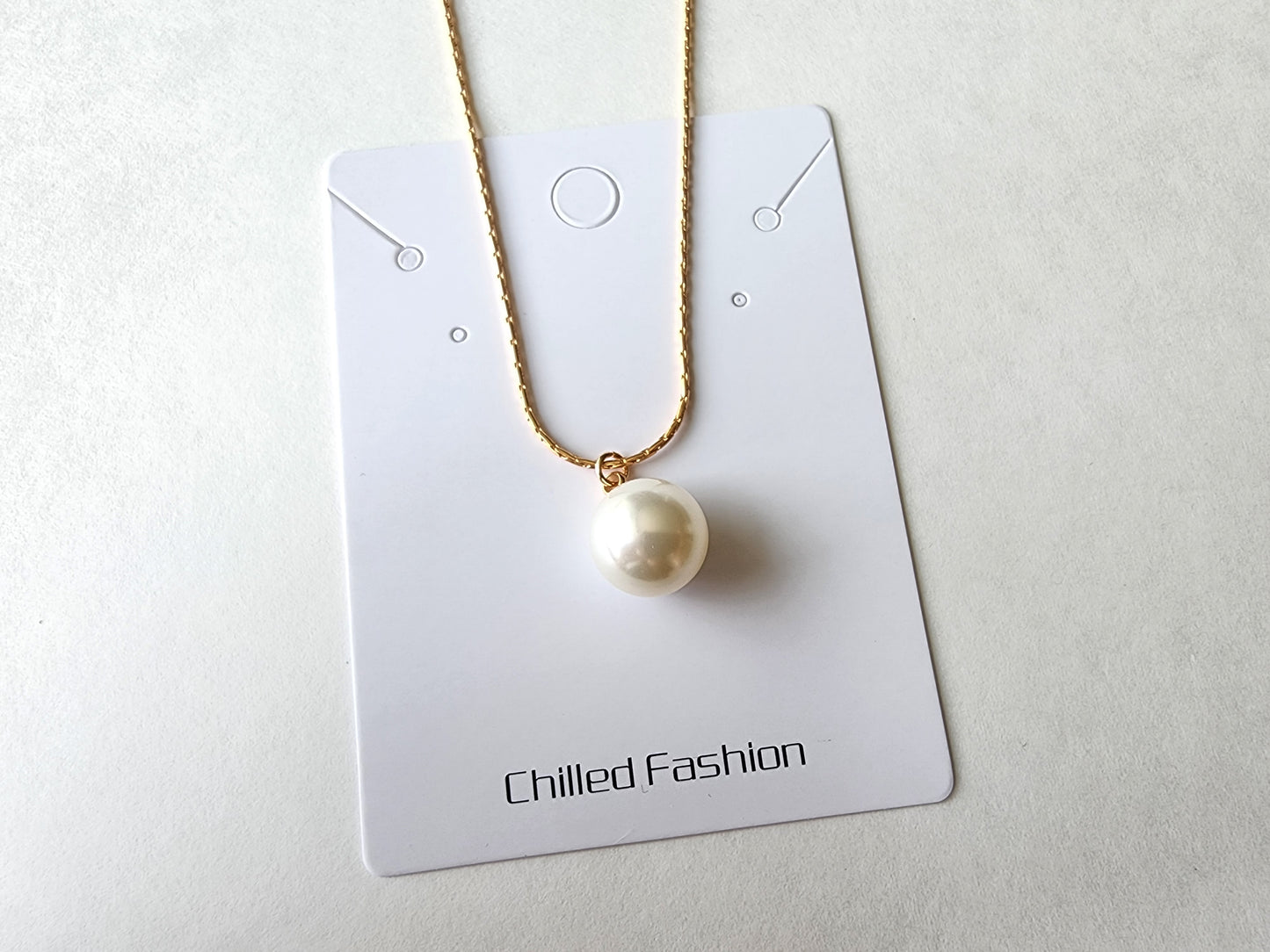 [Necklace] Elegant Sterling Silver Necklace with 12mm Swarovski Pearl Pendant