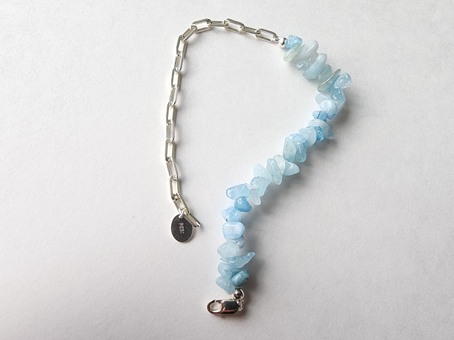 [Bracelet] Oceanic Elegance: Sterling Silver Aquamarine Bracelet