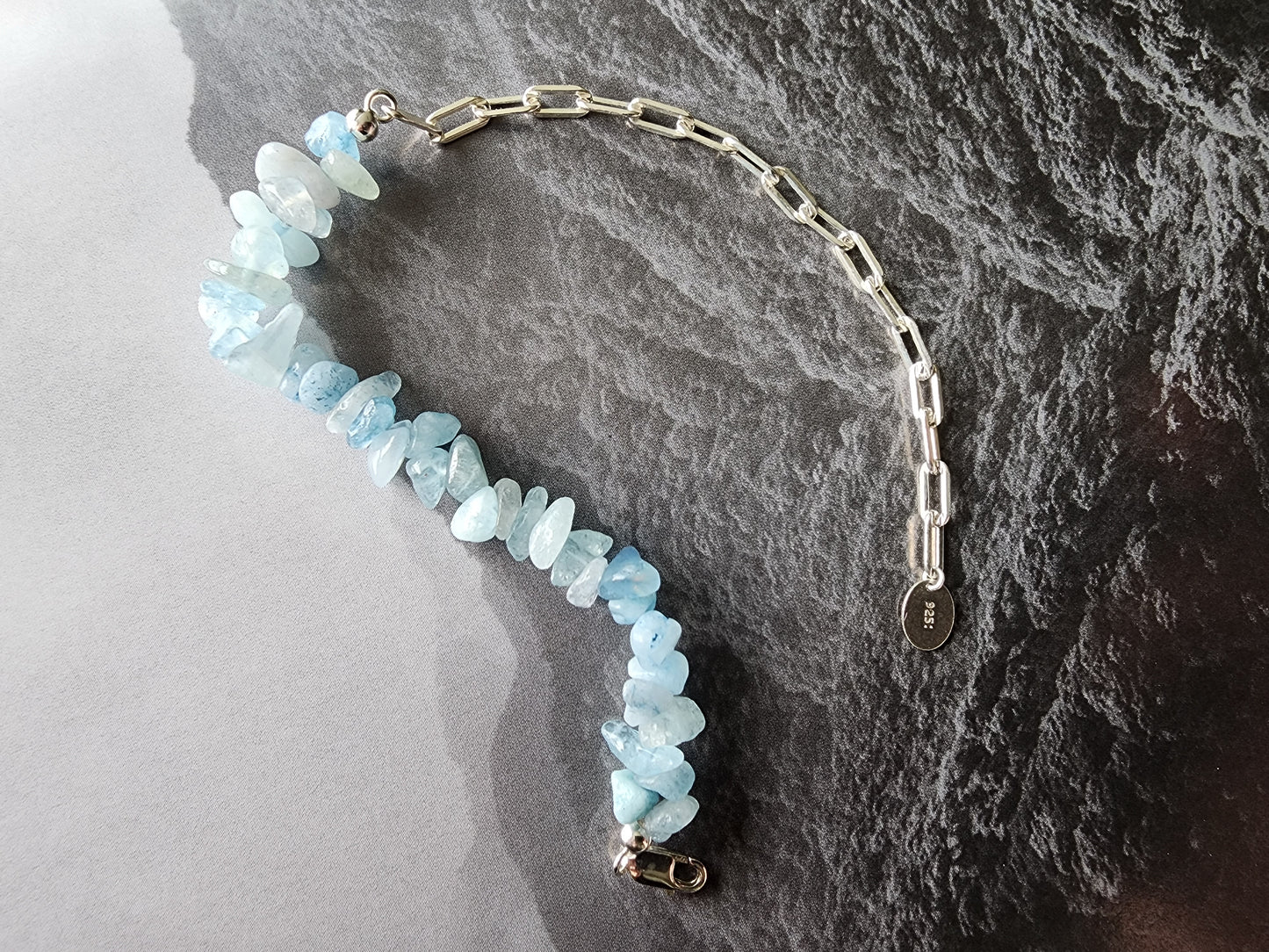 [Bracelet] Oceanic Elegance: Sterling Silver Aquamarine Bracelet