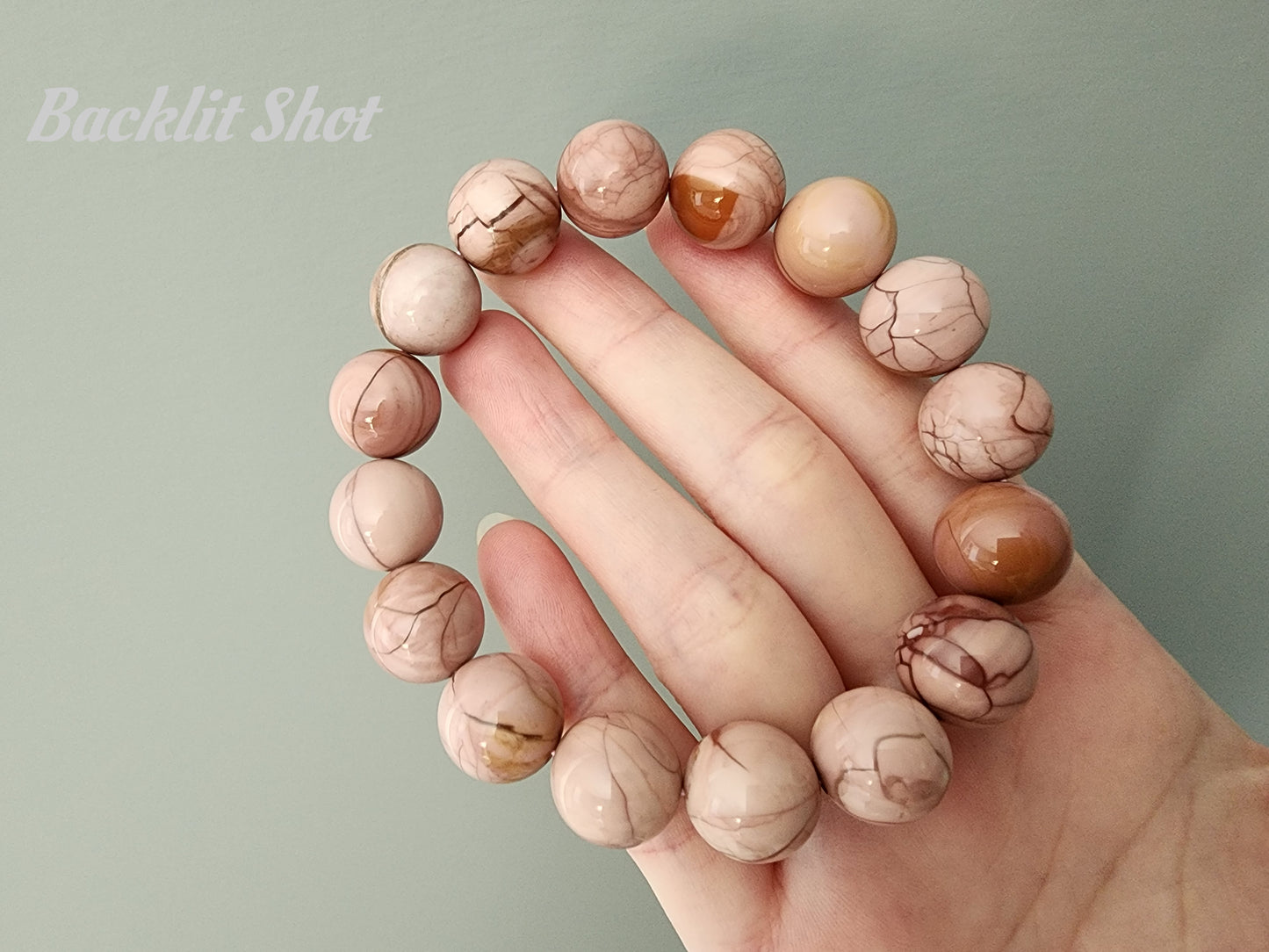 [Bracelet] Alashan Elegance: Pink Bracelet with Unique Natural Patterns on 13mm Stone Beads