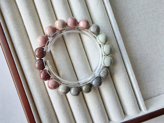 [Bracelet] Exquisite 11mm Alashan Agate Bracelet - Multicolored Natural Stone Jewelry