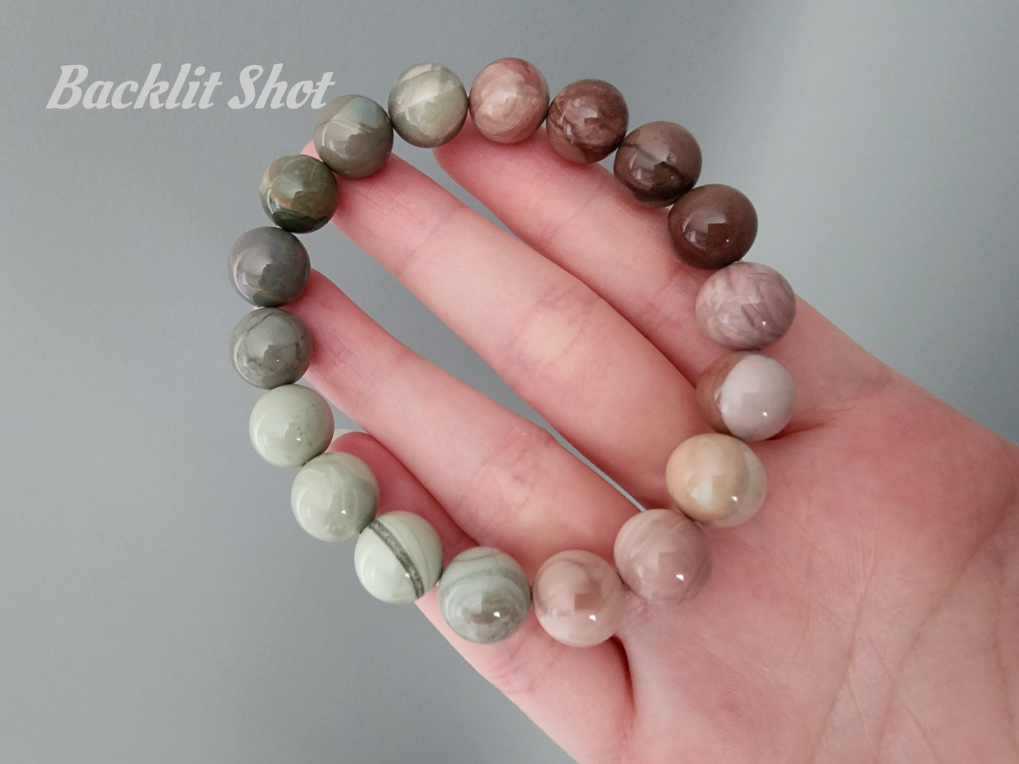 [Bracelet] Exquisite 11mm Alashan Agate Bracelet - Multicolored Natural Stone Jewelry