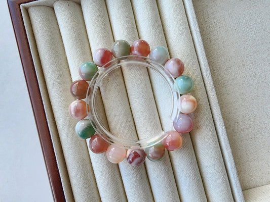 [Bracelet] Vibrant Harmony: 12mm Agate Bead Bracelet in Bold Colors