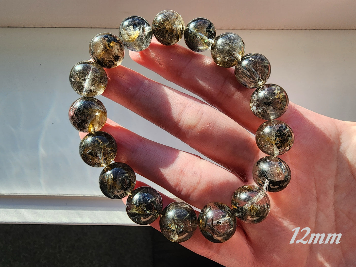 [Bracelet] Skeletal Herkimer Diamond Bracelets 骸骨闪灵 - Black & Yellow - Sourced from Pakistan