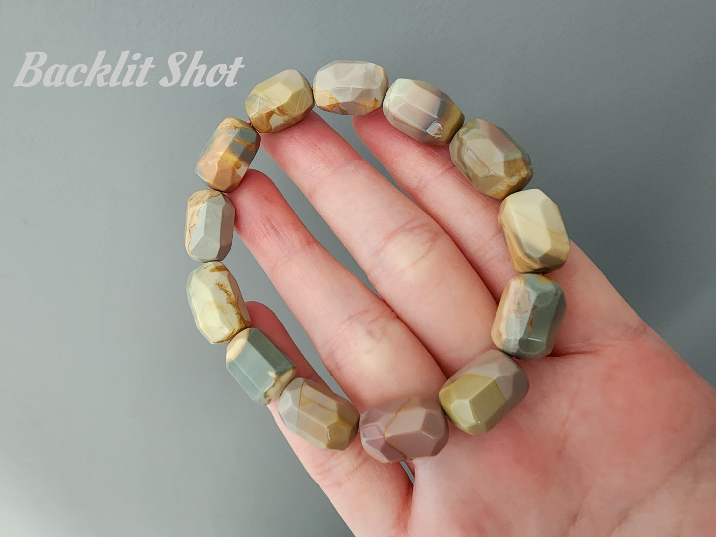 [Bracelet] Elegant Alashan Agate Stretch Bracelet - Earth Toned Faceted Nugget Beads