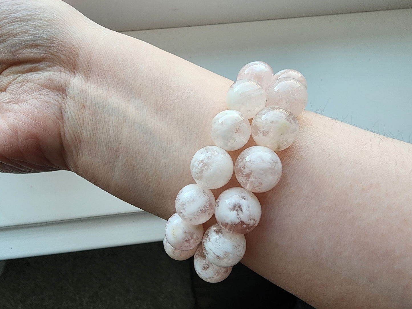 [Bracelet] Winter’s Whisper: Snowflake Phantom Quartz Bracelet