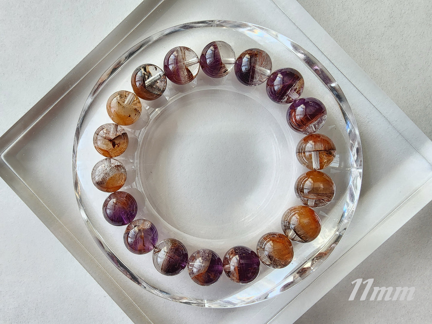 [Bracelet] Auralite-23 Harmony: Round Bead Crystal Bracelet for Spiritual Growth