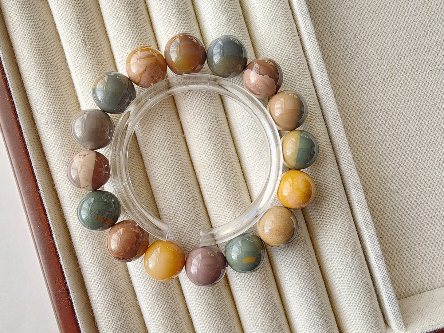 [Bracelet] Multicolored Alashan Agate Beaded Bracelet - 13mm