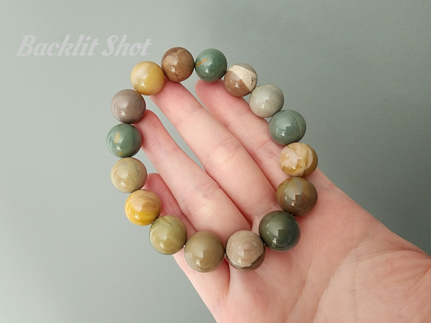 [Bracelet] Multicolored Alashan Agate Beaded Bracelet - 13mm