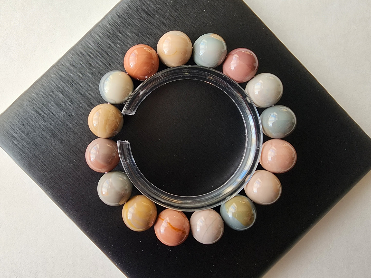 [Bracelet] Multicolored Alashan Agate Harmony: Handcrafted 13mm Beaded Bracelet