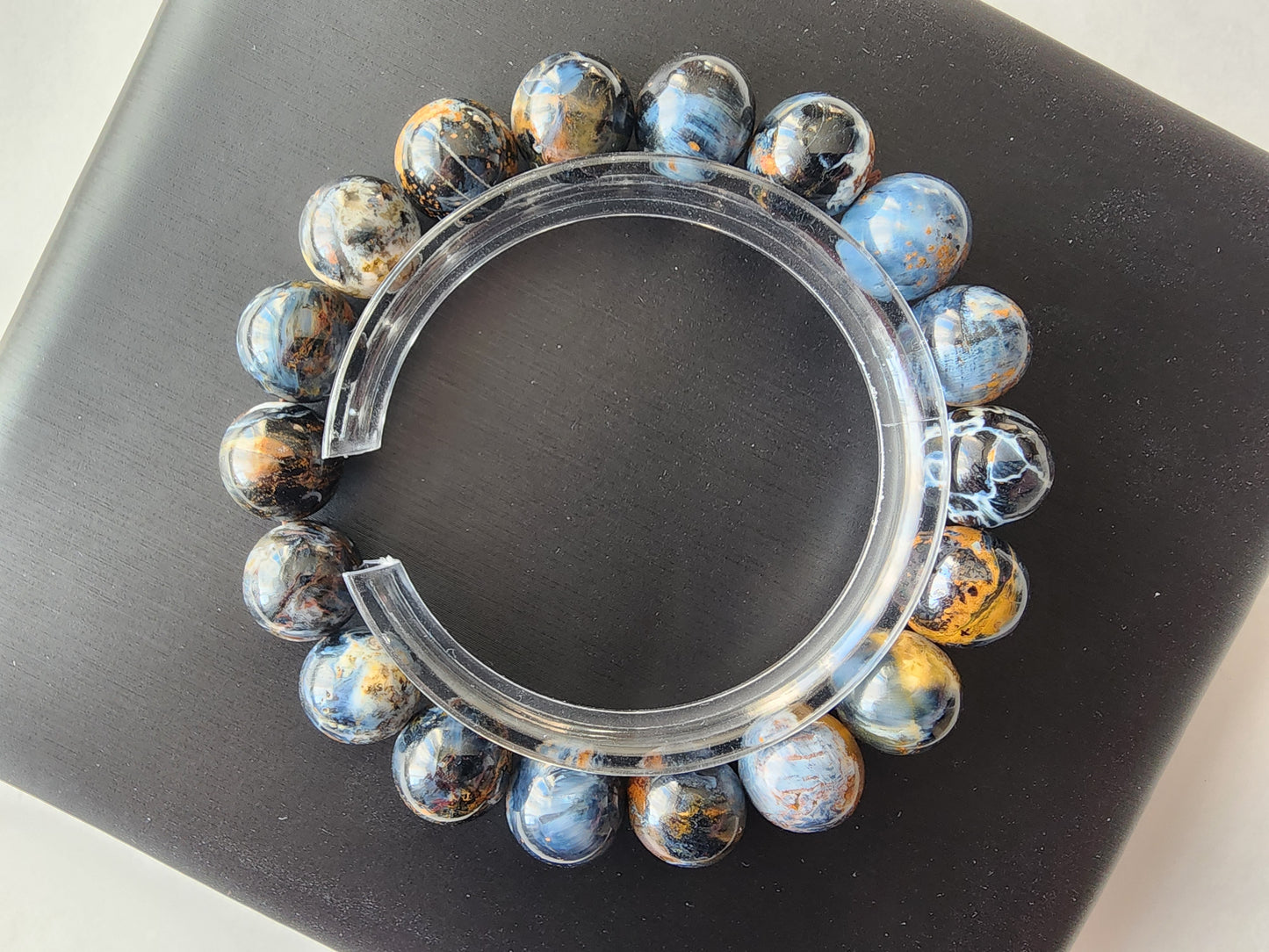 [Bracelet] Stormy Elegance: Genuine 11mm Pietersite Bracelet - Healing Crystal Jewelry