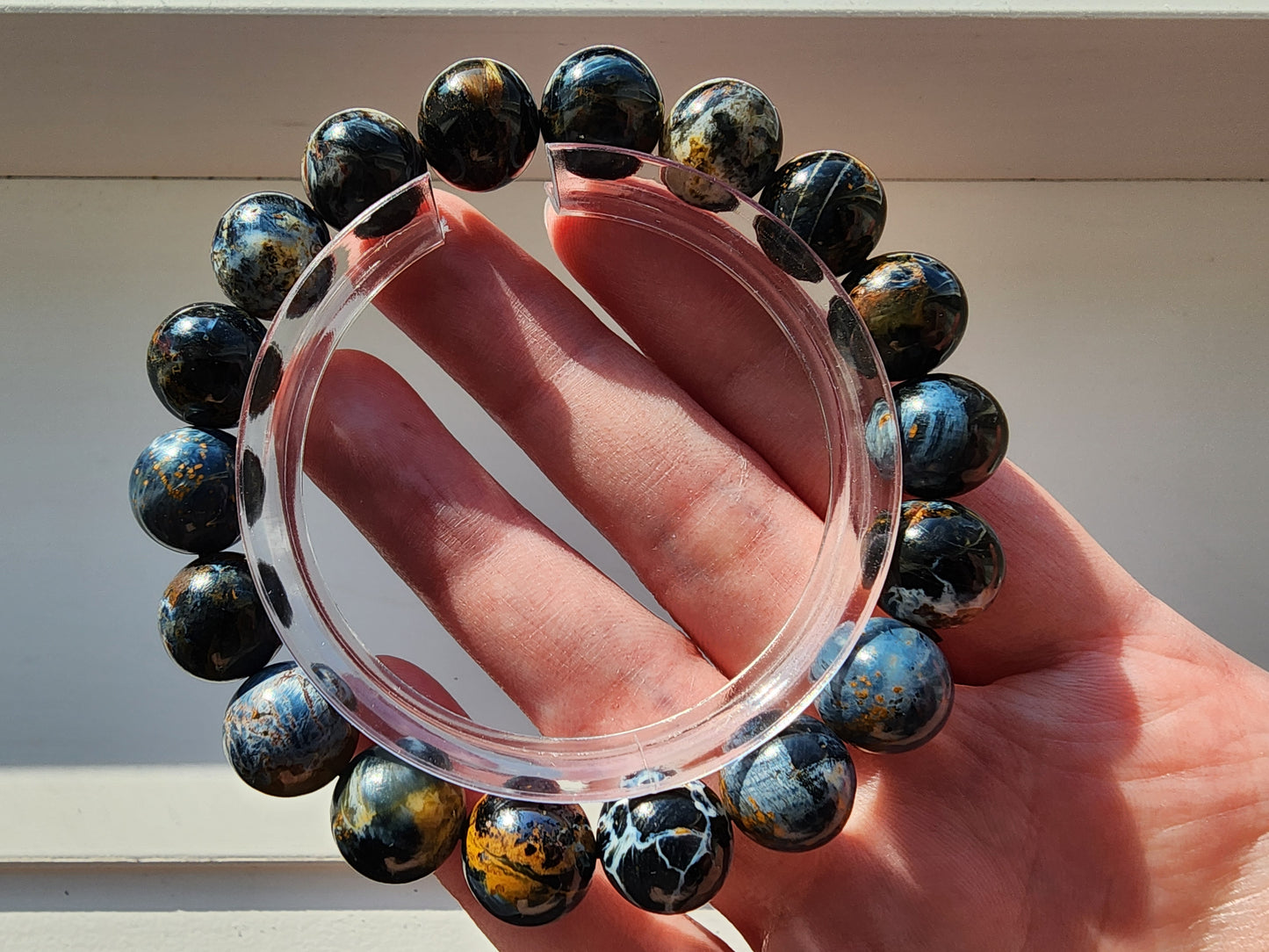 [Bracelet] Stormy Elegance: Genuine 11mm Pietersite Bracelet - Healing Crystal Jewelry