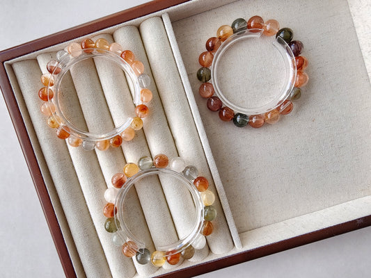 [Bracelet] Radiant Phoenix: Colorful Rabbit Hair Quartz 兔毛 Bracelet - A Vibrant Elegance for Your Wrist