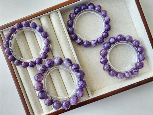 [Bracelet] Radiant Purple: Charoite 紫龙晶 Round Beads Bracelet - Embrace Transformation and Inner Strength