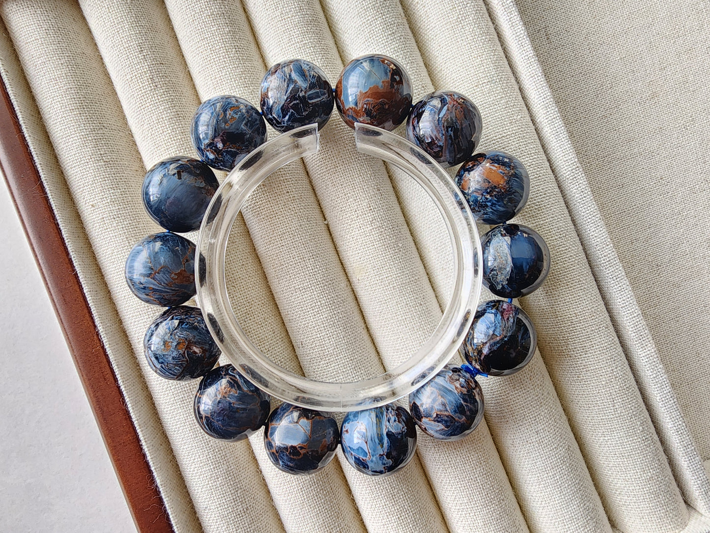 [Bracelet] Stormy Elegance: Genuine 15mm Pietersite Bracelet - Healing Crystal Jewelry