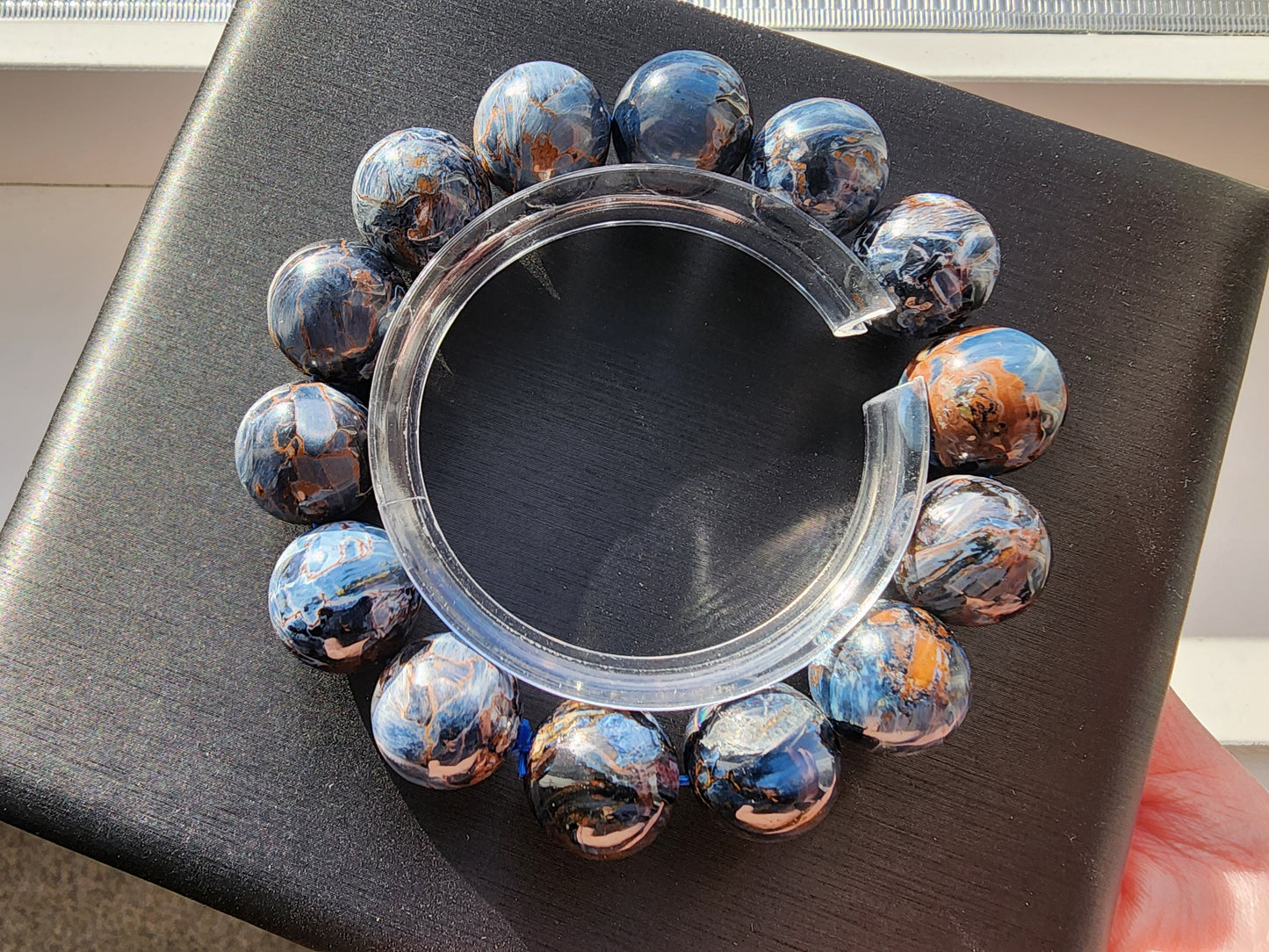 [Bracelet] Stormy Elegance: Genuine 15mm Pietersite Bracelet - Healing Crystal Jewelry