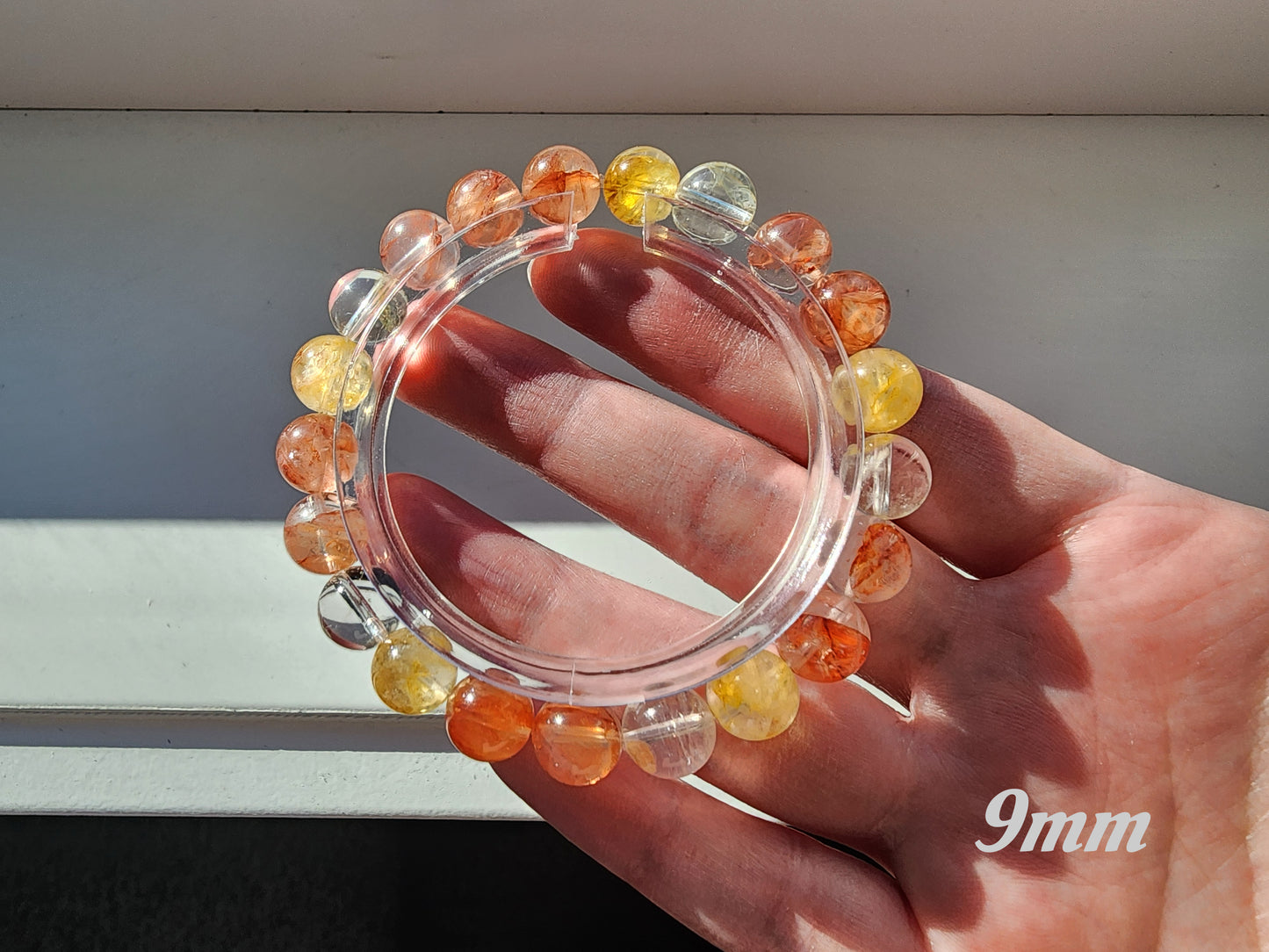 [Bracelet] Harmony in Red and Gold: Hematoid Quartz 锦鲤色胶花 Round Bead Bracelet