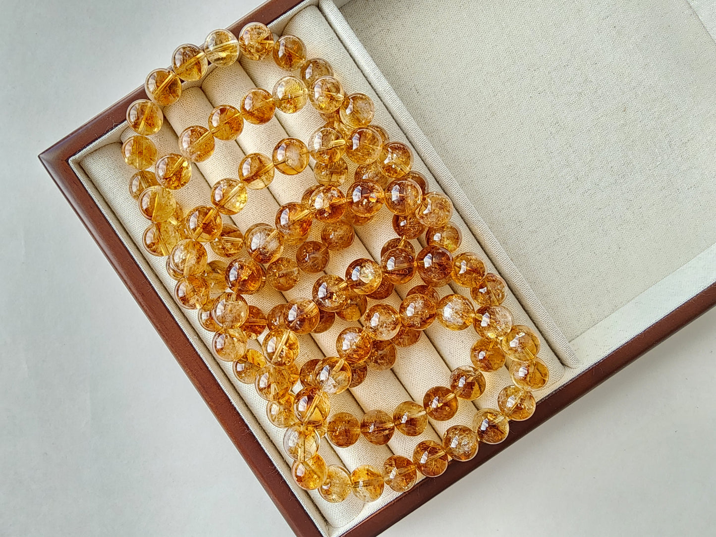 [Bracelet] Sun-Kissed Brilliance: 11mm Round Whiskey Yellow Citrine Bead 黄塔晶 Stacking Bracelet