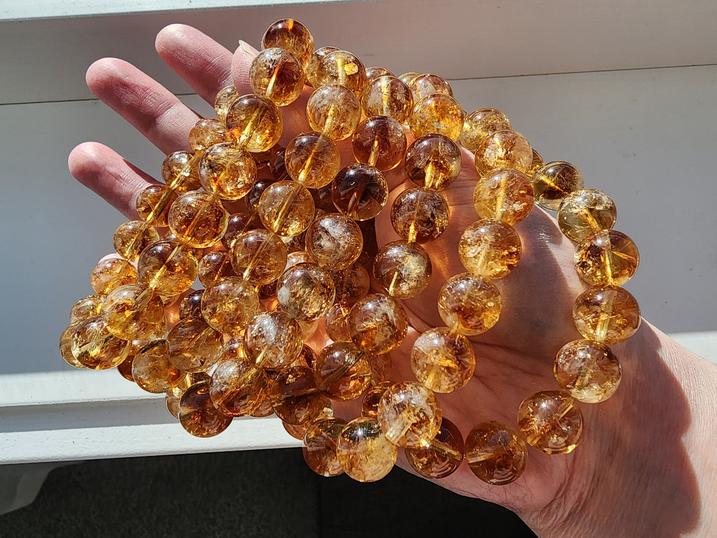 [Bracelet] Sun-Kissed Brilliance: 11mm Round Whiskey Yellow Citrine Bead 黄塔晶 Stacking Bracelet