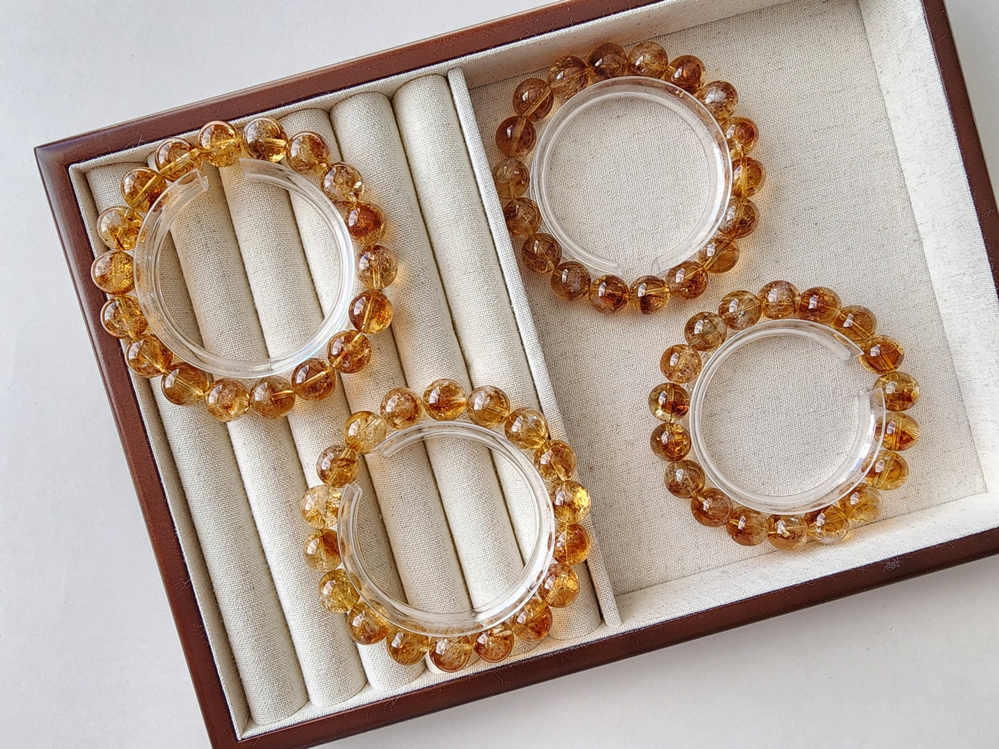 [Bracelet] Sun-Kissed Brilliance: 11mm Round Whiskey Yellow Citrine Bead 黄塔晶 Stacking Bracelet