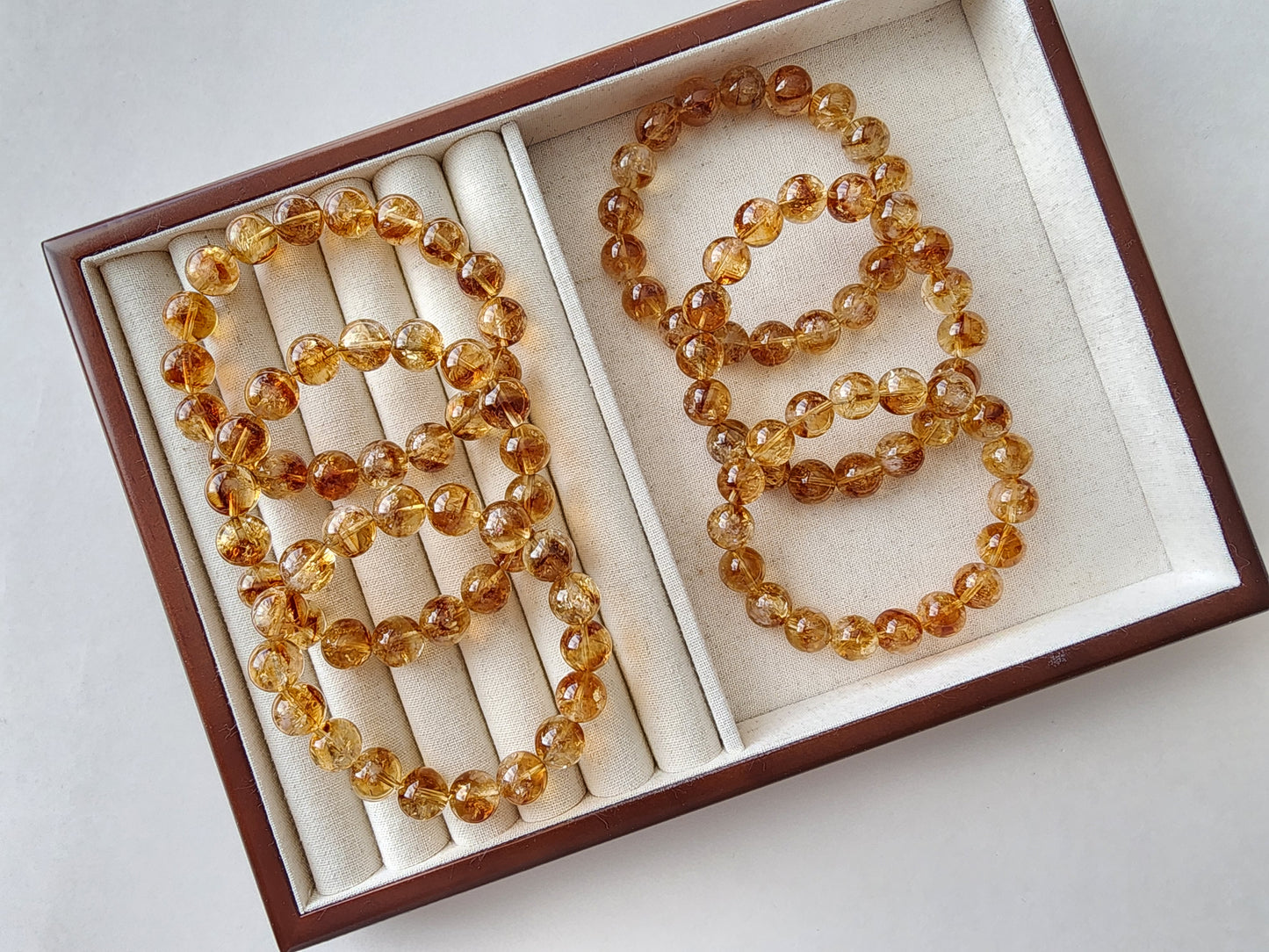 [Bracelet] Sun-Kissed Brilliance: 11mm Round Whiskey Yellow Citrine Bead 黄塔晶 Stacking Bracelet