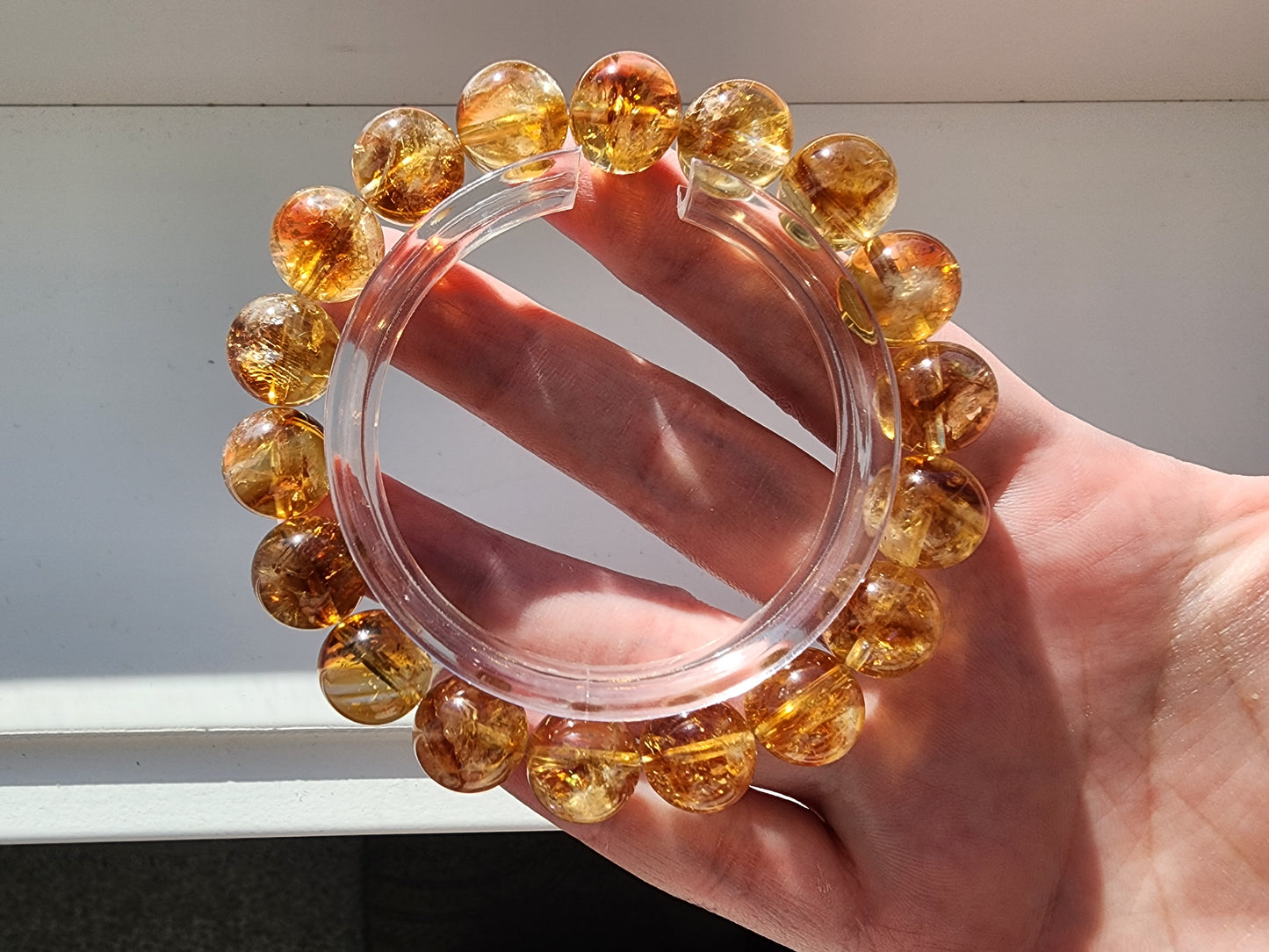 [Bracelet] Sun-Kissed Brilliance: 11mm Round Whiskey Yellow Citrine Bead 黄塔晶 Stacking Bracelet