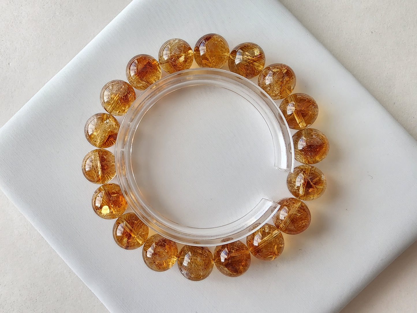 [Bracelet] Sun-Kissed Brilliance: 11mm Round Whiskey Yellow Citrine Bead 黄塔晶 Stacking Bracelet