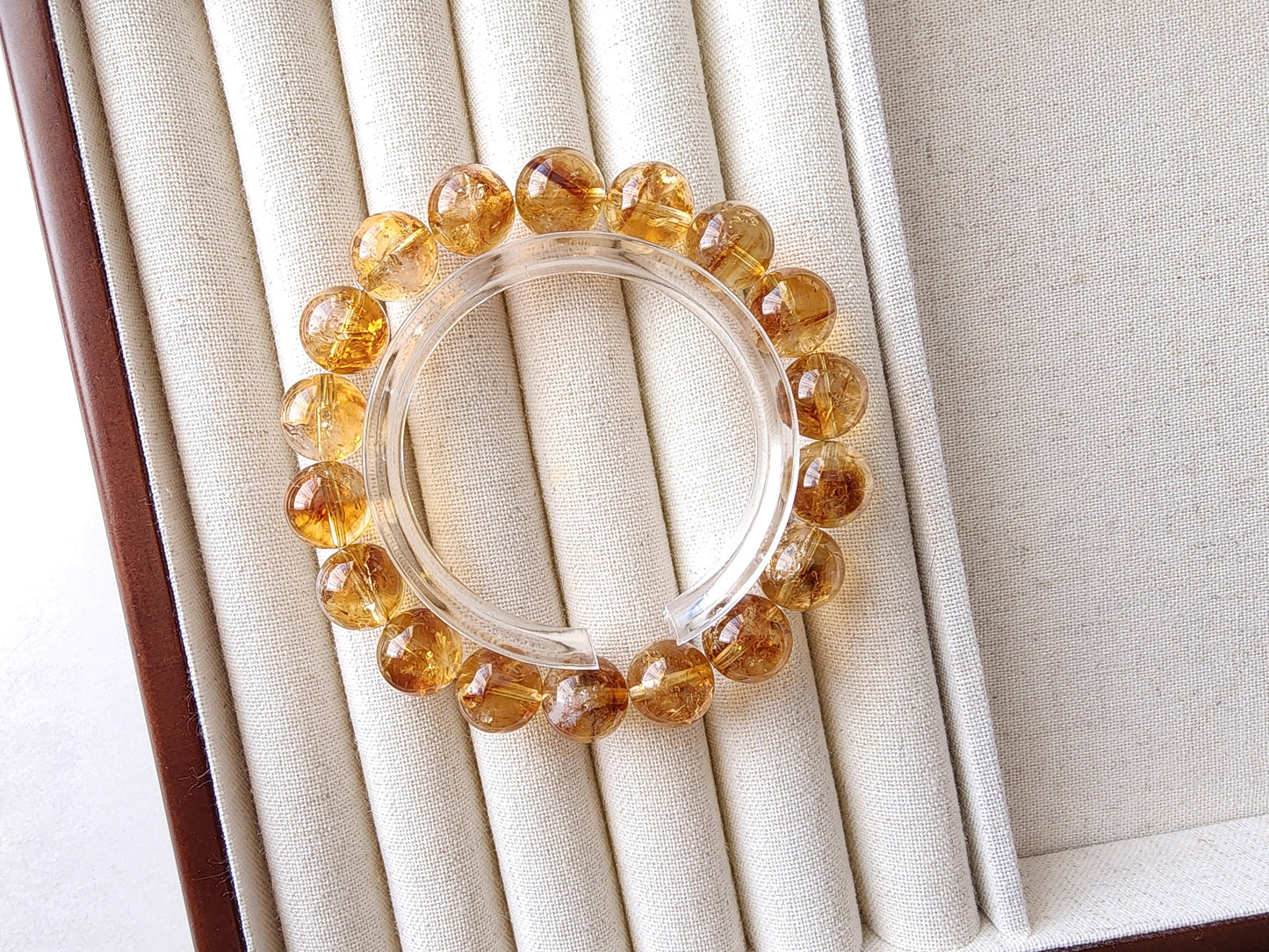 [Bracelet] Sun-Kissed Brilliance: 11mm Round Whiskey Yellow Citrine Bead 黄塔晶 Stacking Bracelet