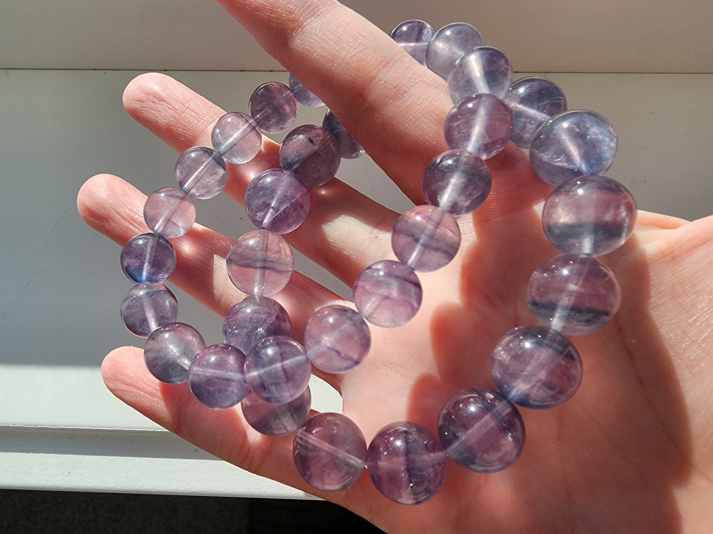 [Bracelet] Natural Pink Fluorite Round Bead Bracelet - Embrace Tranquility and Love