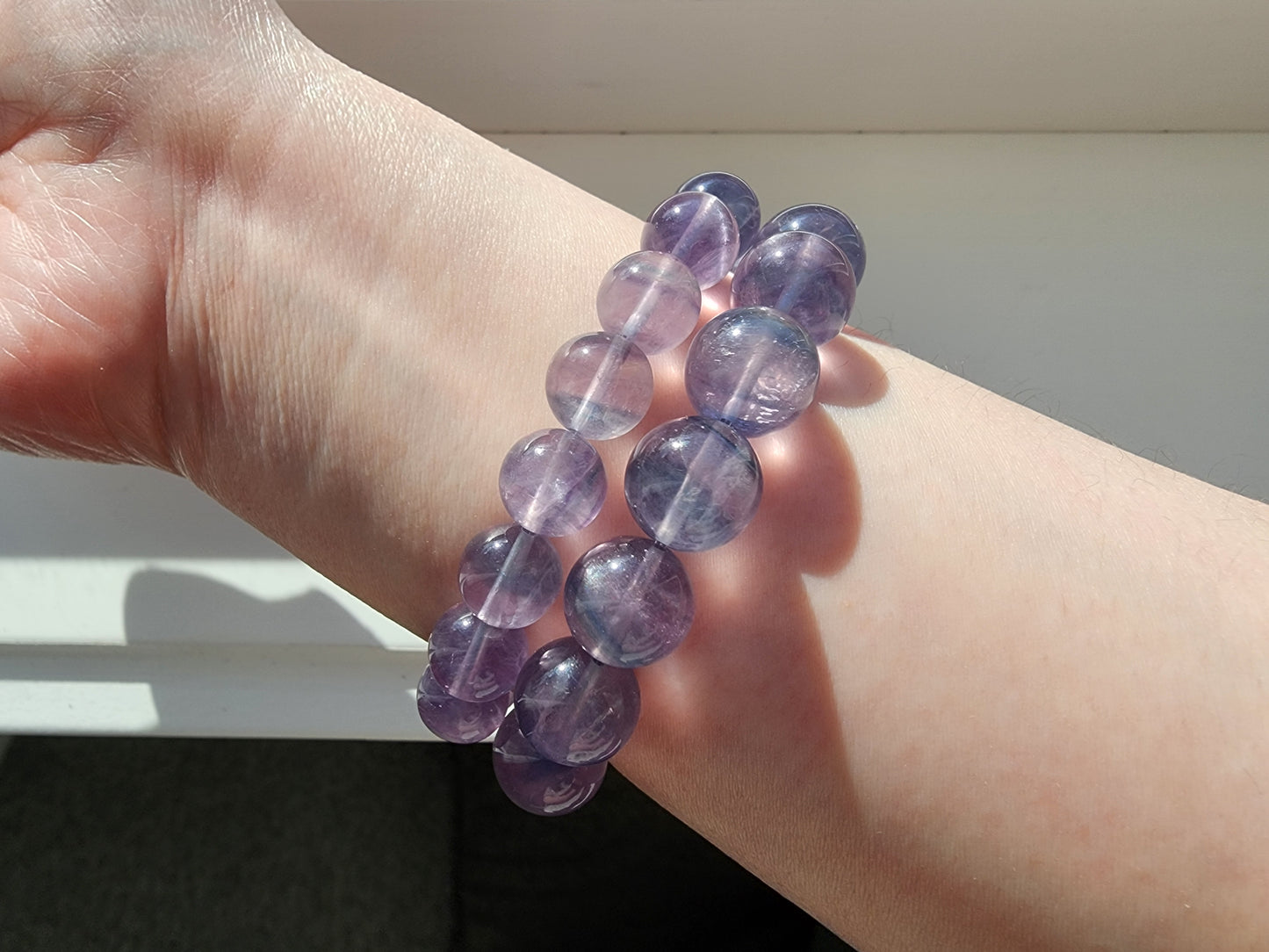 [Bracelet] Natural Pink Fluorite Round Bead Bracelet - Embrace Tranquility and Love