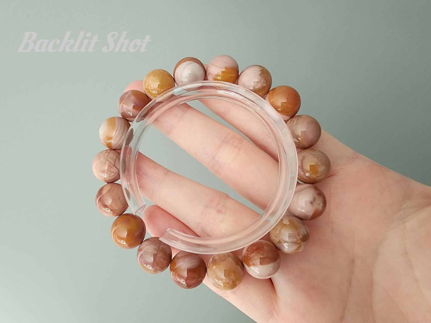 [Bracelet] Handcrafted 11mm Alashan Agate Beaded Bracelet - Elegant and Vibrant Accessory