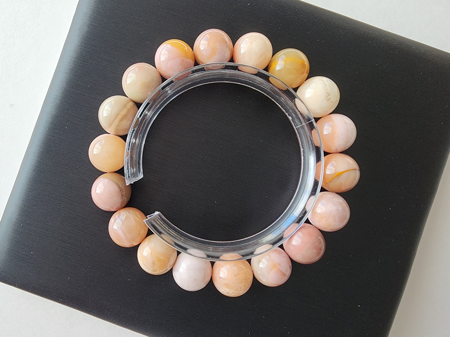 [Bracelet] Handcrafted 11mm Alashan Agate Beaded Bracelet - Multicolored Natural Stone Jewelry