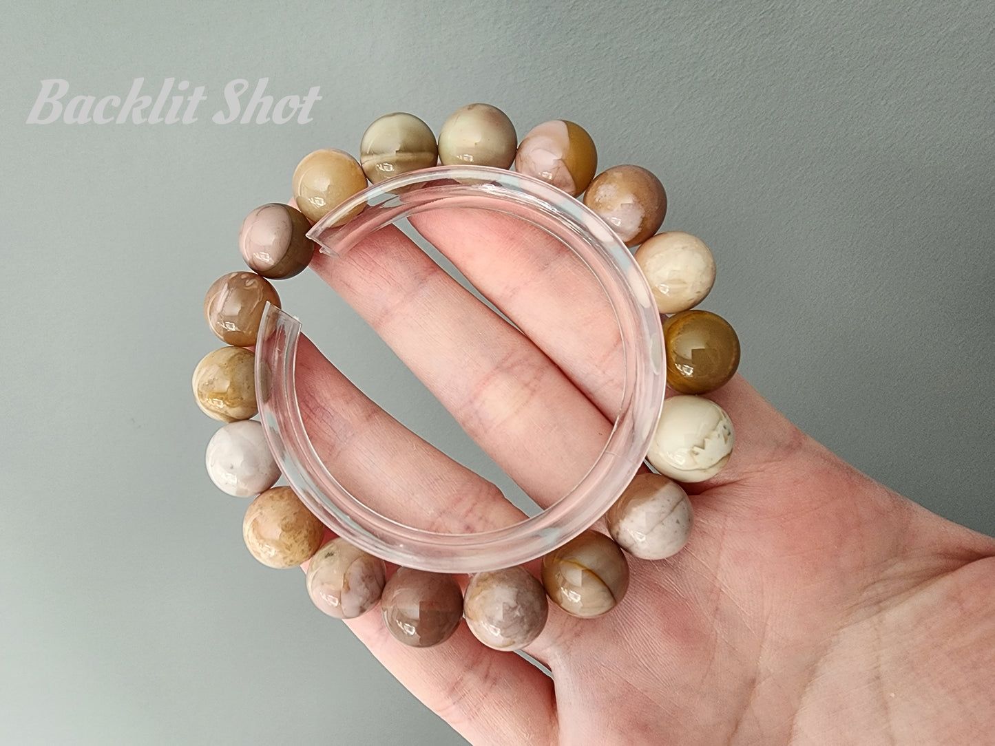 [Bracelet] Handcrafted 11mm Alashan Agate Beaded Bracelet - Multicolored Natural Stone Jewelry