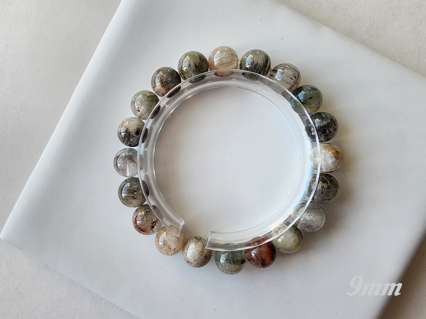 [Bracelet] Healing Energy: Rutilated Quartz with Phantom 幽灵兔毛 Round Bead Bracelets